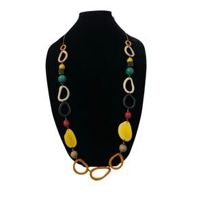 Tagua Organic Necklace Statement Long Lightweight Vibrant Adjustable Multicolor